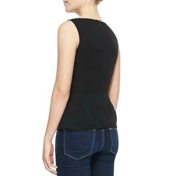 Theory Jinelle Black Sleeveless 100% Silk V-neck Peplum Blouse Tank Top Size S - Picture 2 of 7